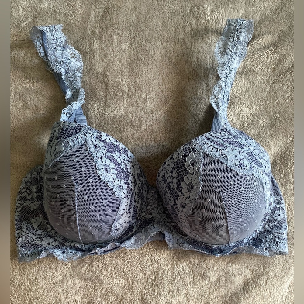 Victoria's Secret Light Blue Lace Polka-Dot Bra